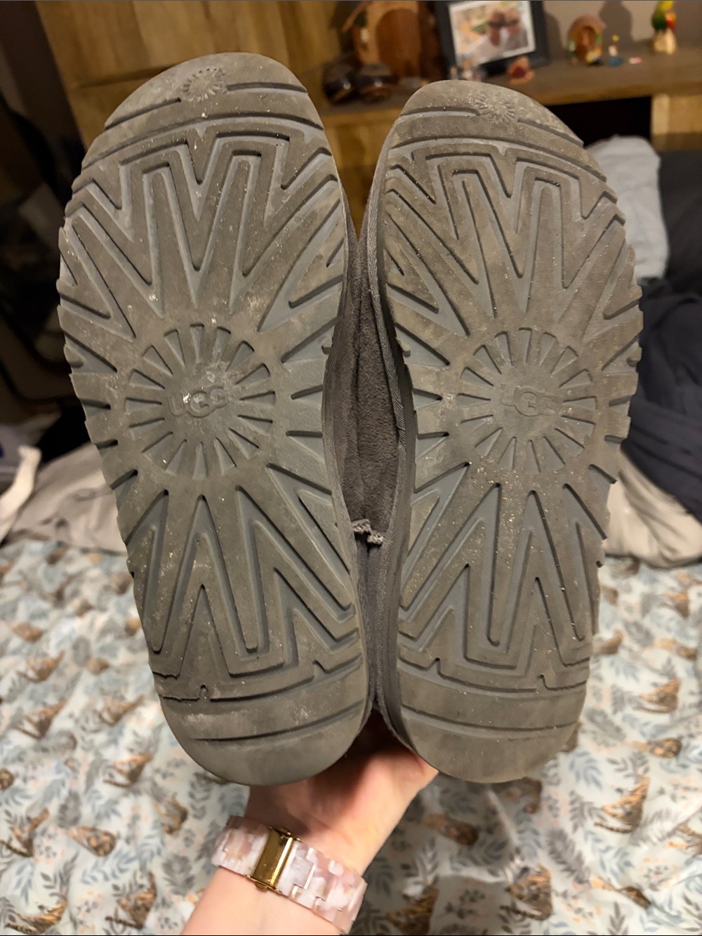 Classic Gray Ugg Shearling Lined Short Boots - 9 - Picture 5 of 5